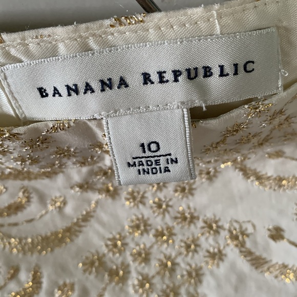 Banana Republic sz 10 Elegant Cream with Gold Metallic Embroidery Skirt euc - Picture 5 of 9